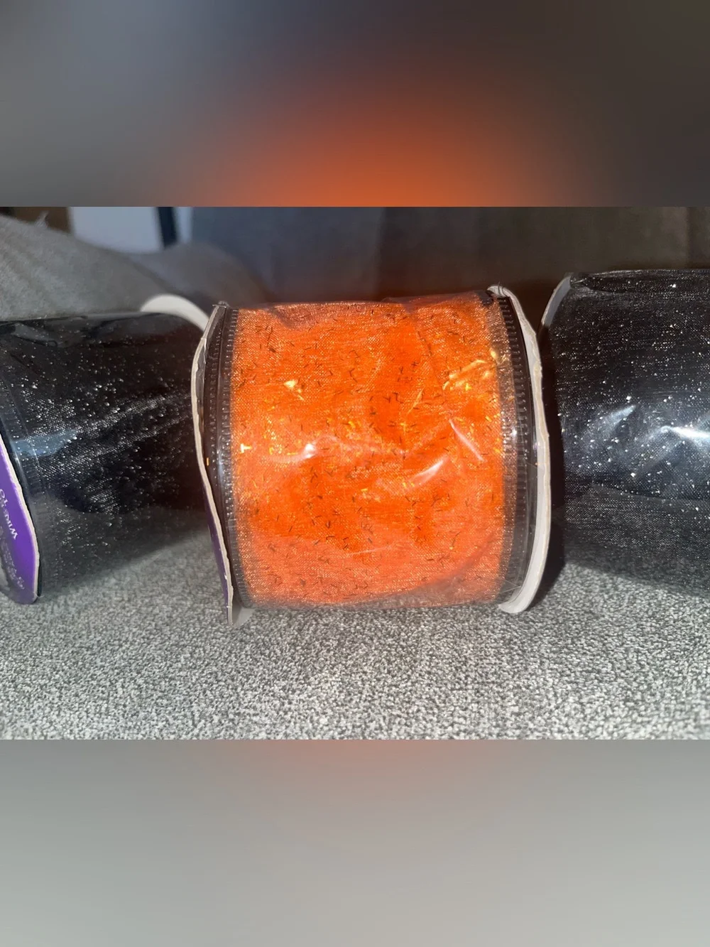 Holiday Decorative Halloween Ribbon Bundle - Orange & Black Sparkle